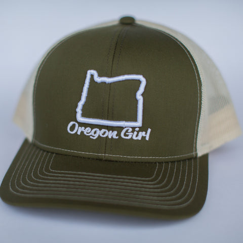 Oregon Girl | 3D Embroidery | Moss Green - Khaki | SnapBack Trucker Cap