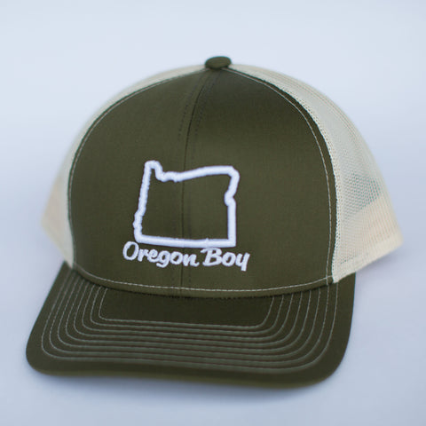 Oregon Boy | 3D Embroidery | Moss Green - Khaki | SnapBack Trucker Cap
